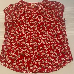 Fun 2 Fun Women’s Red Floral Print Top